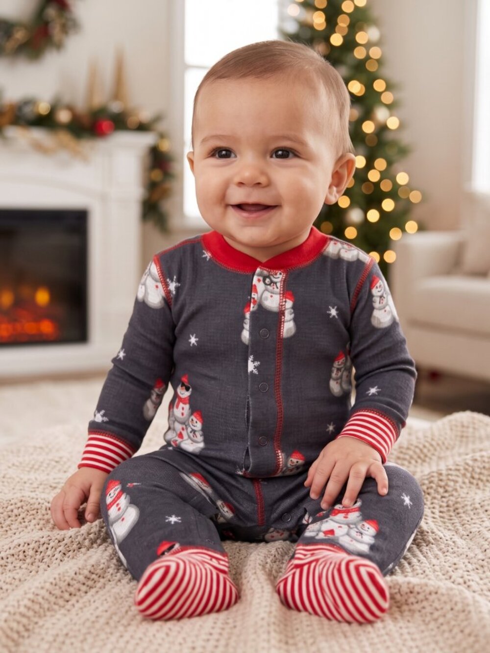 NWT | Snowman Footed Sleeper | Winter Wonderland | Blue & White | 3-6 Months